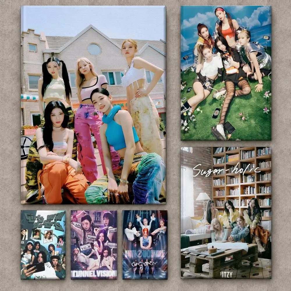 Canvas Wrap Ready - Koera Kpop Band I-itzy Painting Calligraphy