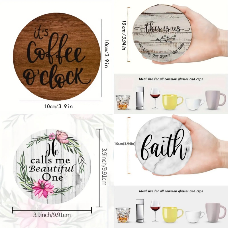 6 Pieces of Circular Inspirati - Coaster Sublimation Blank recension och pris
