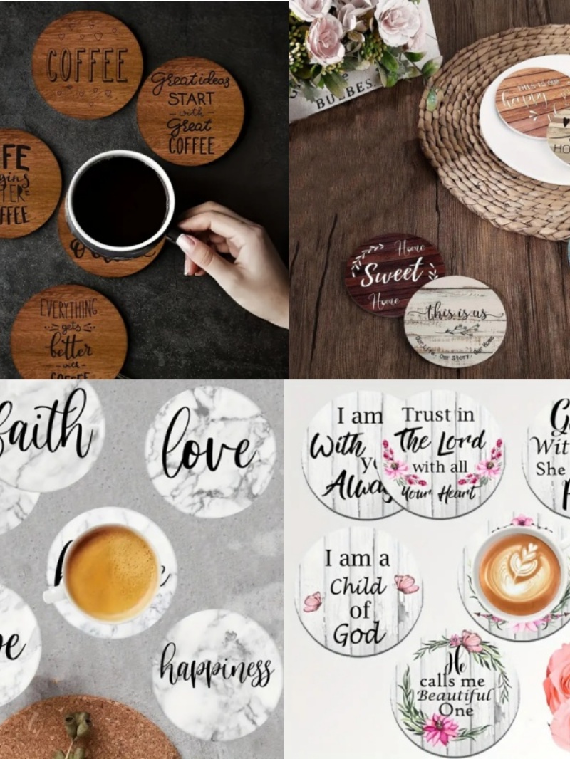 6 Pieces of Circular Inspirati - Coaster Sublimation Blank recension och pris