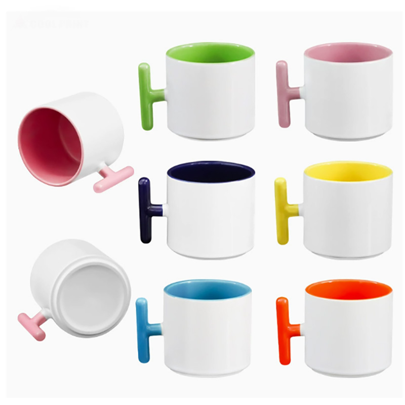 2PCS Creativity T-shaped handl - Sublimation Mug White recension och pris